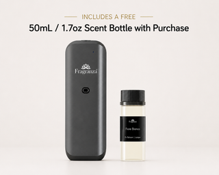 Siena white diffuser shown with a free 50ml scent oil bottle included