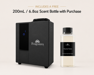 Verona Mini black diffuser shown with a free 200ml scent oil bottle included